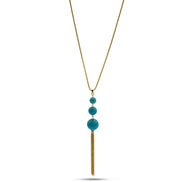 GOLD TURQUOISE LONG TASSEL NECKLACE #SQ466TURQ(HD8)
