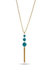 GOLD TURQUOISE LONG TASSEL NECKLACE #SQ466TURQ(HD8)