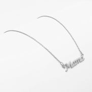 RHODIUM LETTER MAMA PENDANT SHORT NECKLACE # HNN90656RD(LD8)