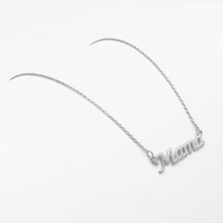 RHODIUM LETTER MAMA PENDANT SHORT NECKLACE # HNN90656RD(LD8)