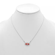RHOD/RED EVIL EYE PENDANT SHORT NECKLACE # HNN90663RD(LD16)