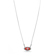 RHOD/RED EVIL EYE PENDANT SHORT NECKLACE # HNN90663RD(LD16)