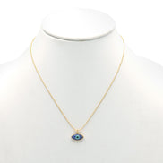 GOLD BLUE EVIL EYE PENDANT SHORT NECKLACE # HNN90664GD