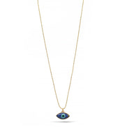 GOLD BLUE EVIL EYE PENDANT SHORT NECKLACE # HNN90664GD
