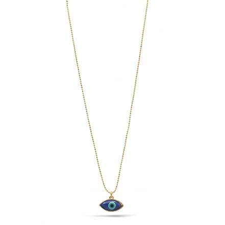 GOLD BLUE EVIL EYE PENDANT SHORT NECKLACE # HNN90664GD