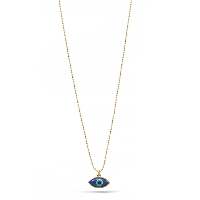 GOLD BLUE EVIL EYE PENDANT SHORT NECKLACE # HNN90664GD