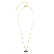 GOLD BLUE EVIL EYE PENDANT SHORT NECKLACE # HNN90664GD