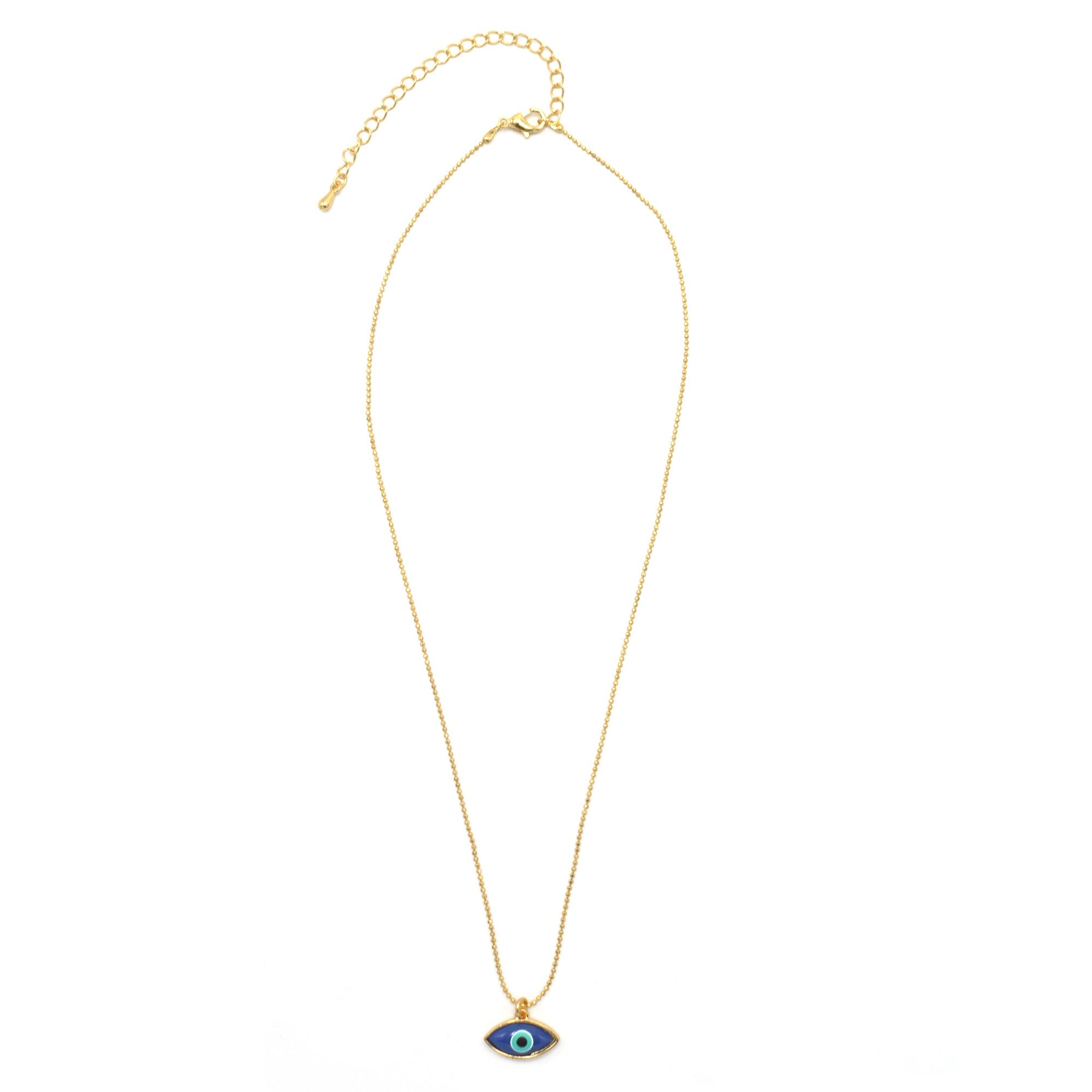 GOLD BLUE EVIL EYE PENDANT SHORT NECKLACE # HNN90664GD
