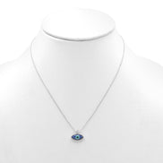 RHODIUM BLUE EVIL EYE PENDANT SHORT NECKLACE# HNN90664RD(LD18)
