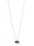 RHODIUM BLUE EVIL EYE PENDANT SHORT NECKLACE# HNN90664RD(LD18)