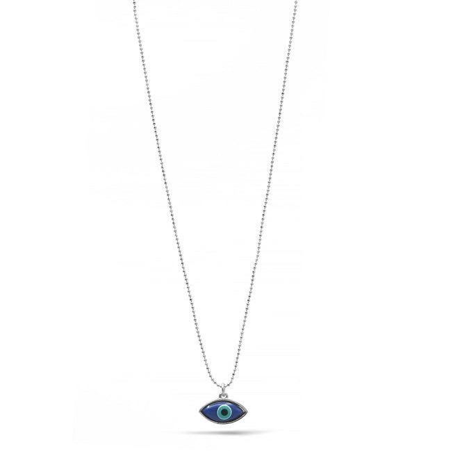 RHODIUM BLUE EVIL EYE PENDANT SHORT NECKLACE# HNN90664RD(LD18)