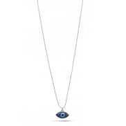 RHODIUM BLUE EVIL EYE PENDANT SHORT NECKLACE# HNN90664RD