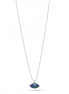 RHODIUM BLUE EVIL EYE PENDANT SHORT NECKLACE# HNN90664RD