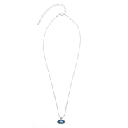 RHODIUM BLUE EVIL EYE PENDANT SHORT NECKLACE# HNN90664RD(LD18)