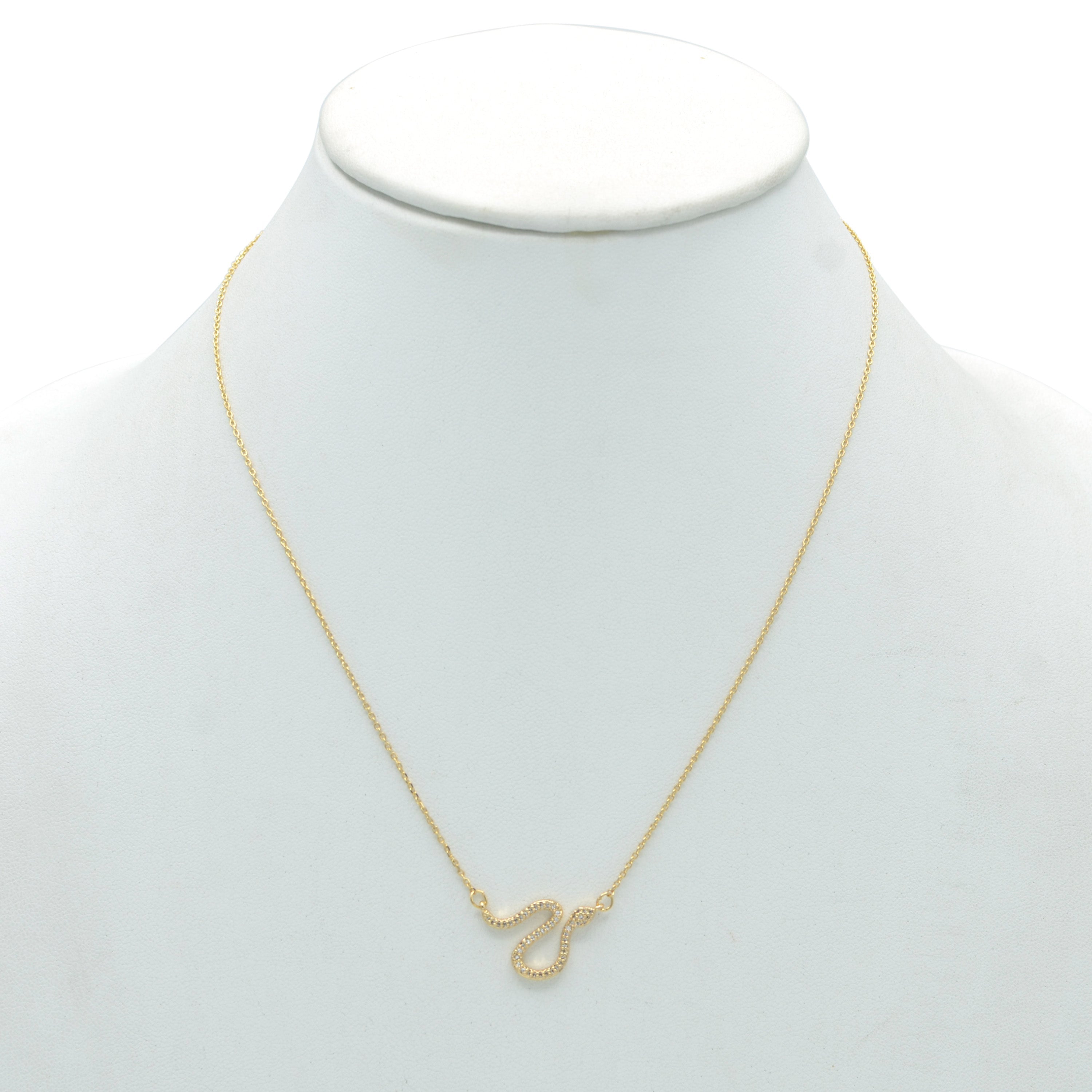 GOLD CRYSTAL SNAKE SNAKE PENDANT SHORT NECKLACE # HNN90665GD(LE13)