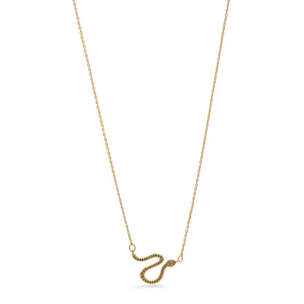GOLD CRYSTAL SNAKE SNAKE PENDANT SHORT NECKLACE # HNN90665GD(LE13)