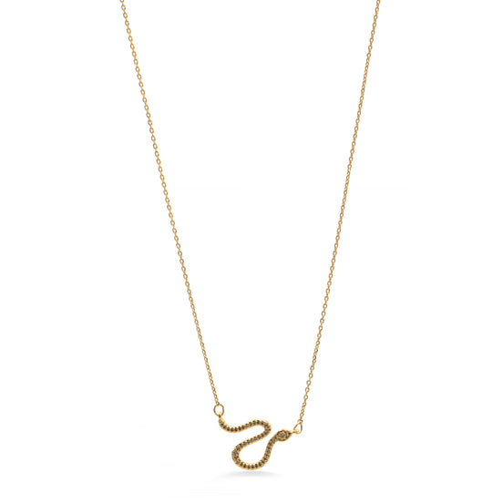 GOLD CRYSTAL SNAKE SNAKE PENDANT SHORT NECKLACE # HNN90665GD(LE13)