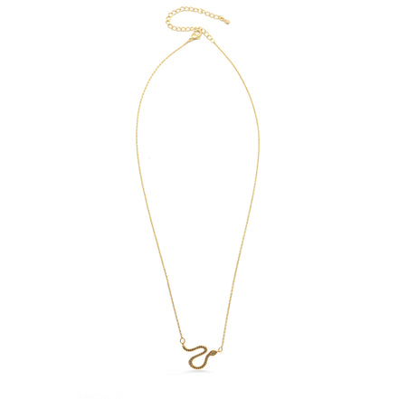 GOLD CRYSTAL SNAKE SNAKE PENDANT SHORT NECKLACE # HNN90665GD(LE13)