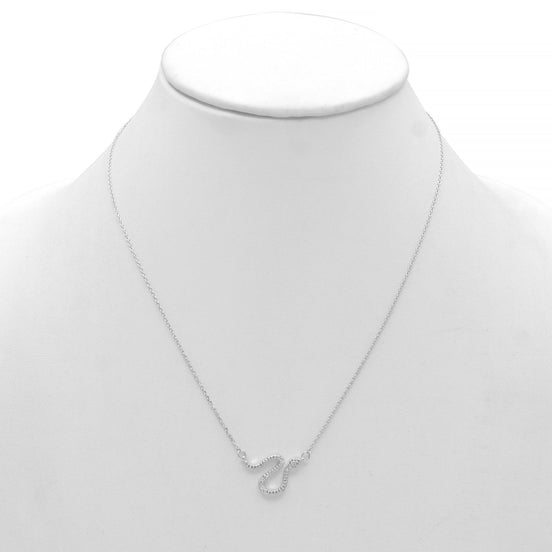 RHODIUM CRYSTAL SNAKE SNAKE PENDANT SHORT NECKLACE # HNN90665RD(LE14)