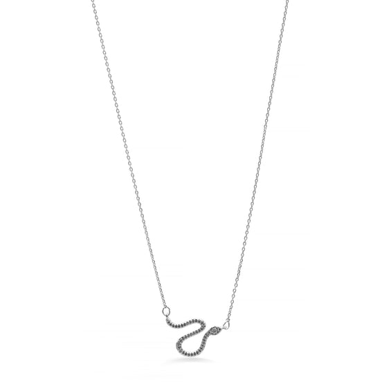 RHODIUM CRYSTAL SNAKE SNAKE PENDANT SHORT NECKLACE # HNN90665RD(LE14)