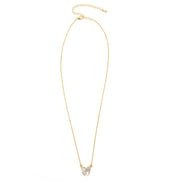 GOLD MOTHER OF PEARL BUTTERFLY PENDANT SHORT NECKLACE # HNN90666GD(LC16)