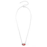 RHOD/RED EVIL EYE PENDANT SHORT NECKLACE # HNN90663RD(LD16)