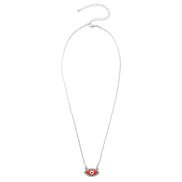 RHOD/RED EVIL EYE PENDANT SHORT NECKLACE # HNN90663RD(LD16)