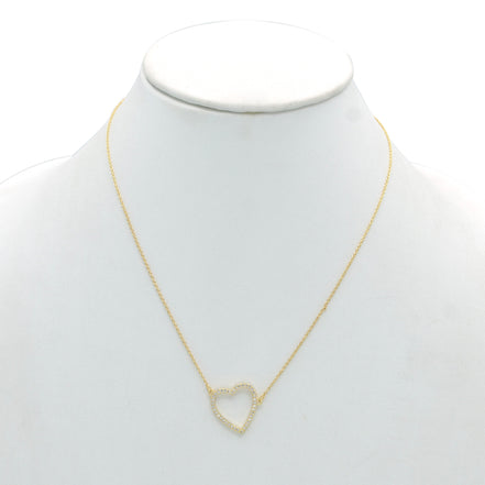 GOLD CRYSTAL HEART PENDANT SHORT NECKLACE # HNN90667GD(HE10)