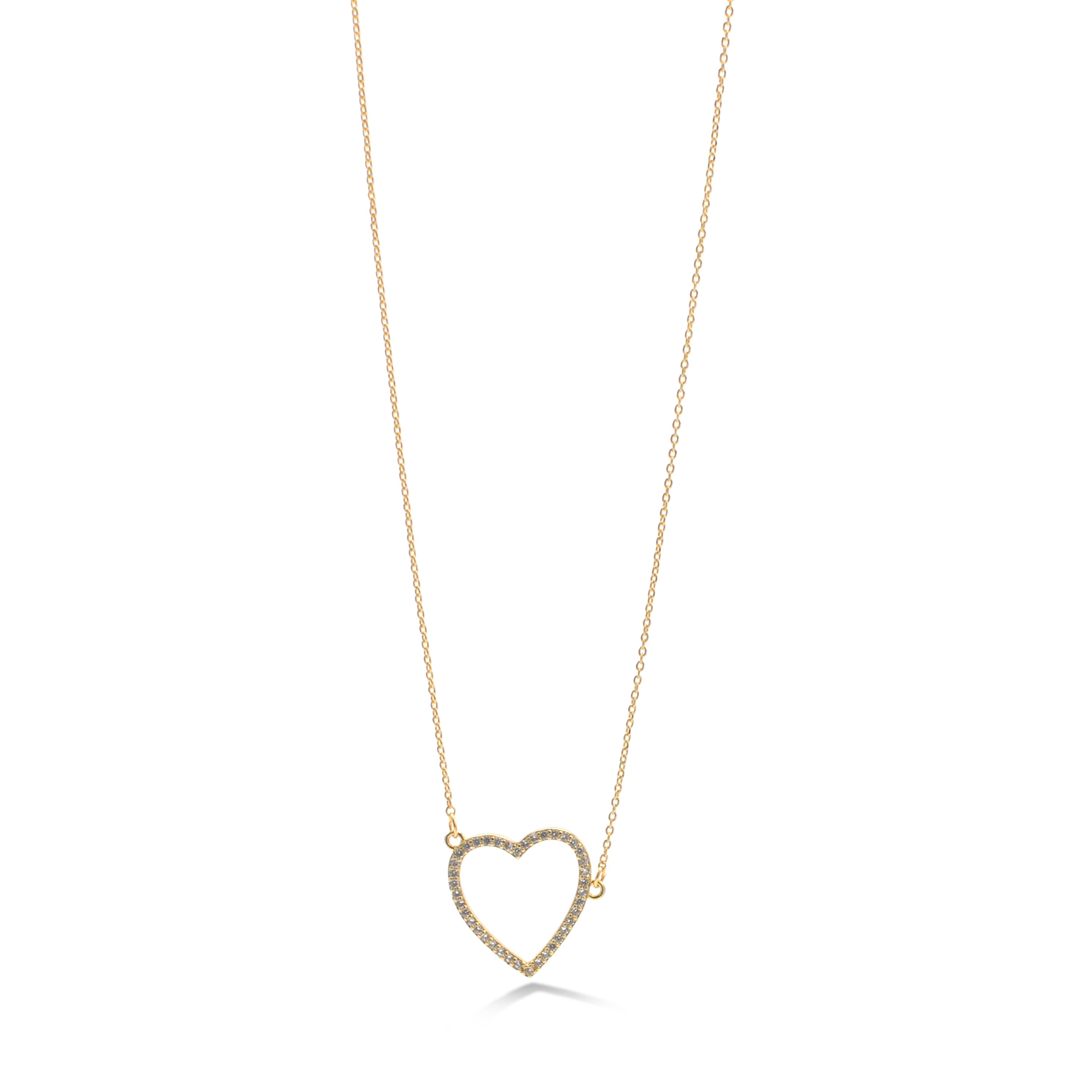 GOLD CRYSTAL HEART PENDANT SHORT NECKLACE # HNN90667GD(HE10)