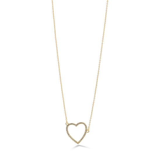 GOLD CRYSTAL HEART PENDANT SHORT NECKLACE # HNN90667GD(HE10)