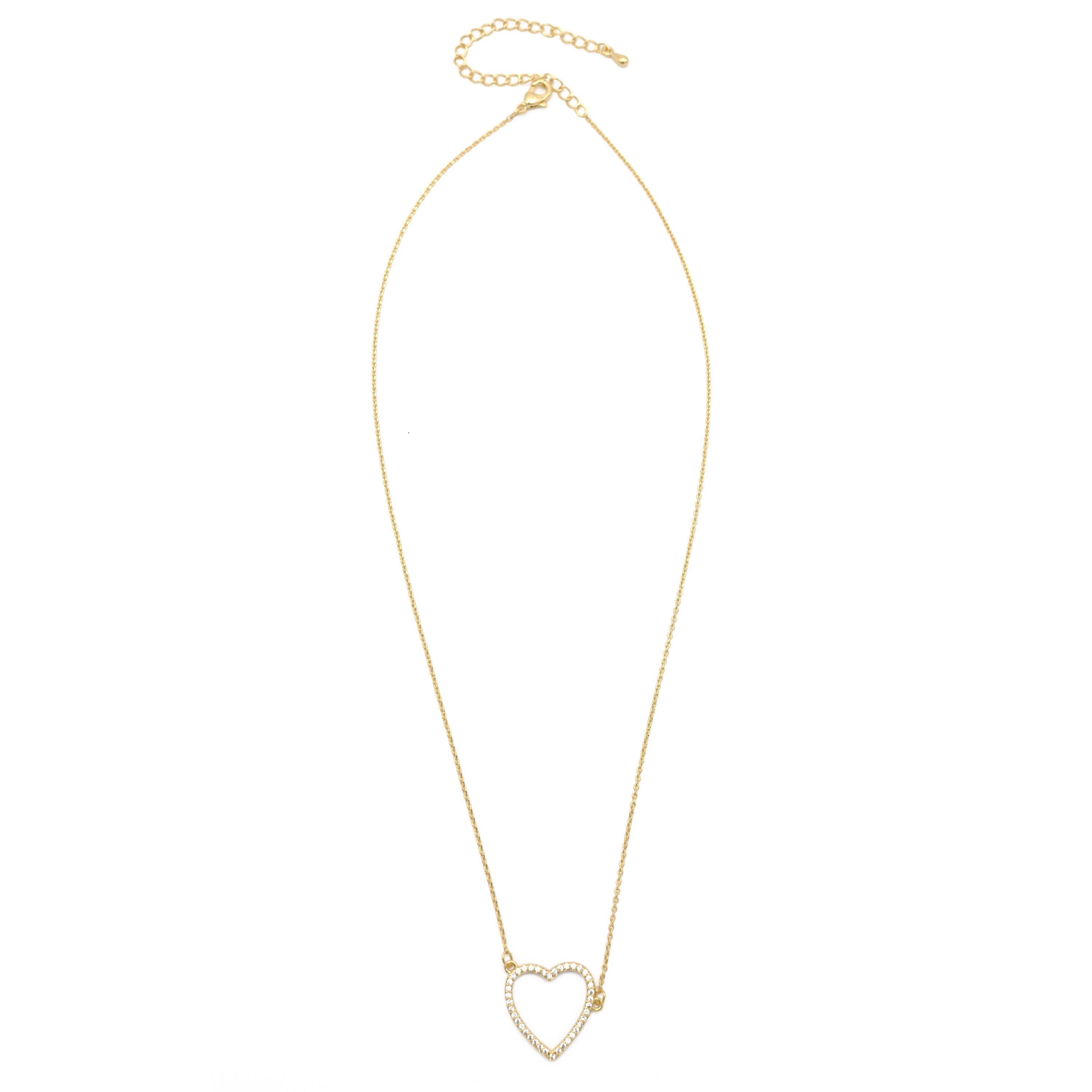 GOLD CRYSTAL HEART PENDANT SHORT NECKLACE # HNN90667GD(HE10)