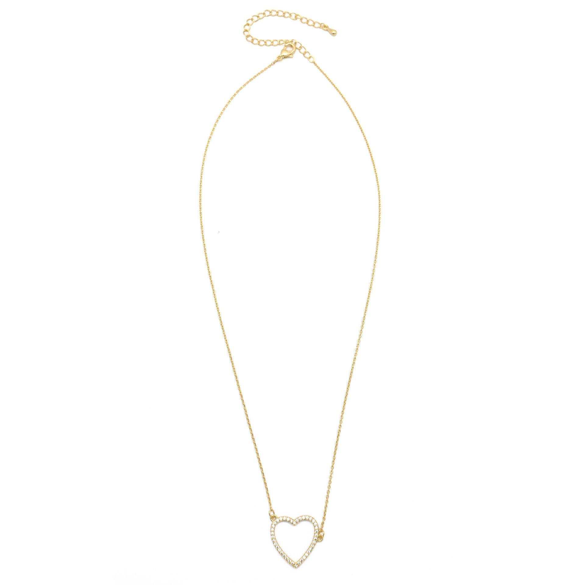 GOLD CRYSTAL HEART PENDANT SHORT NECKLACE # HNN90667GD(HE10)