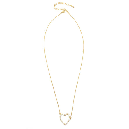GOLD CRYSTAL HEART PENDANT SHORT NECKLACE # HNN90667GD(HE10)