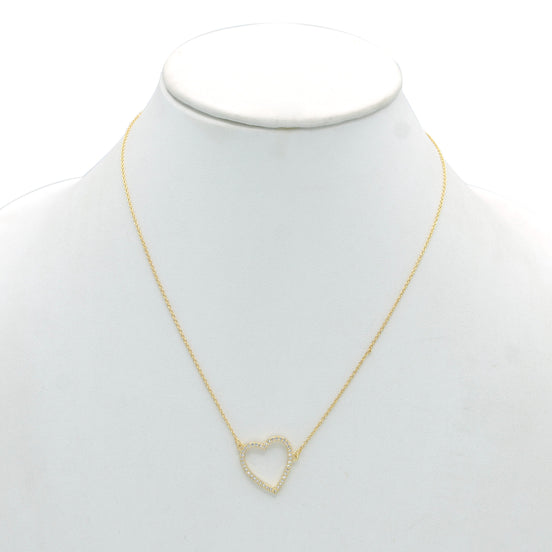 GOLD CRYSTAL HEART PENDANT SHORT NECKLACE # HNN90667GD(HE10)