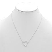 RHODIUM CRYSTAL HEART PENDANT SHORT NECKLACE # HNN90667RD(HE10)