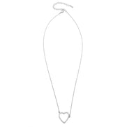 RHODIUM CRYSTAL HEART PENDANT SHORT NECKLACE # HNN90667RD(HE10)