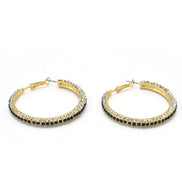 GOLD BLACK AND WHITE CRYSTAL STUD EARRINGS # HNE90679GD(LH23)