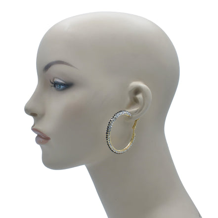 GOLD BLACK AND WHITE CRYSTAL STUD EARRINGS # HNE90679GD(LH23)