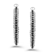 RHODIUM BLACK AND WHITE CRYSTAL STUD EARRINGS  # HNE90679RD(LH23)