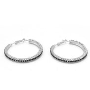 RHODIUM BLACK AND WHITE CRYSTAL STUD EARRINGS  # HNE90679RD(LH23)