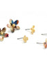 GOLD MULTI COLOR BUTTERFLY AND FLOWER STUD EARRING # HNE90680(LF17)