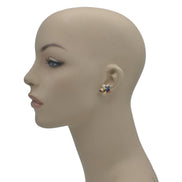 GOLD MULTI COLOR BUTTERFLY AND FLOWER STUD EARRING # HNE90680(LF17)