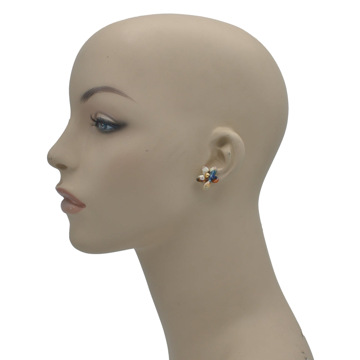 GOLD MULTI COLOR BUTTERFLY AND FLOWER STUD EARRING # HNE90680(LF17)