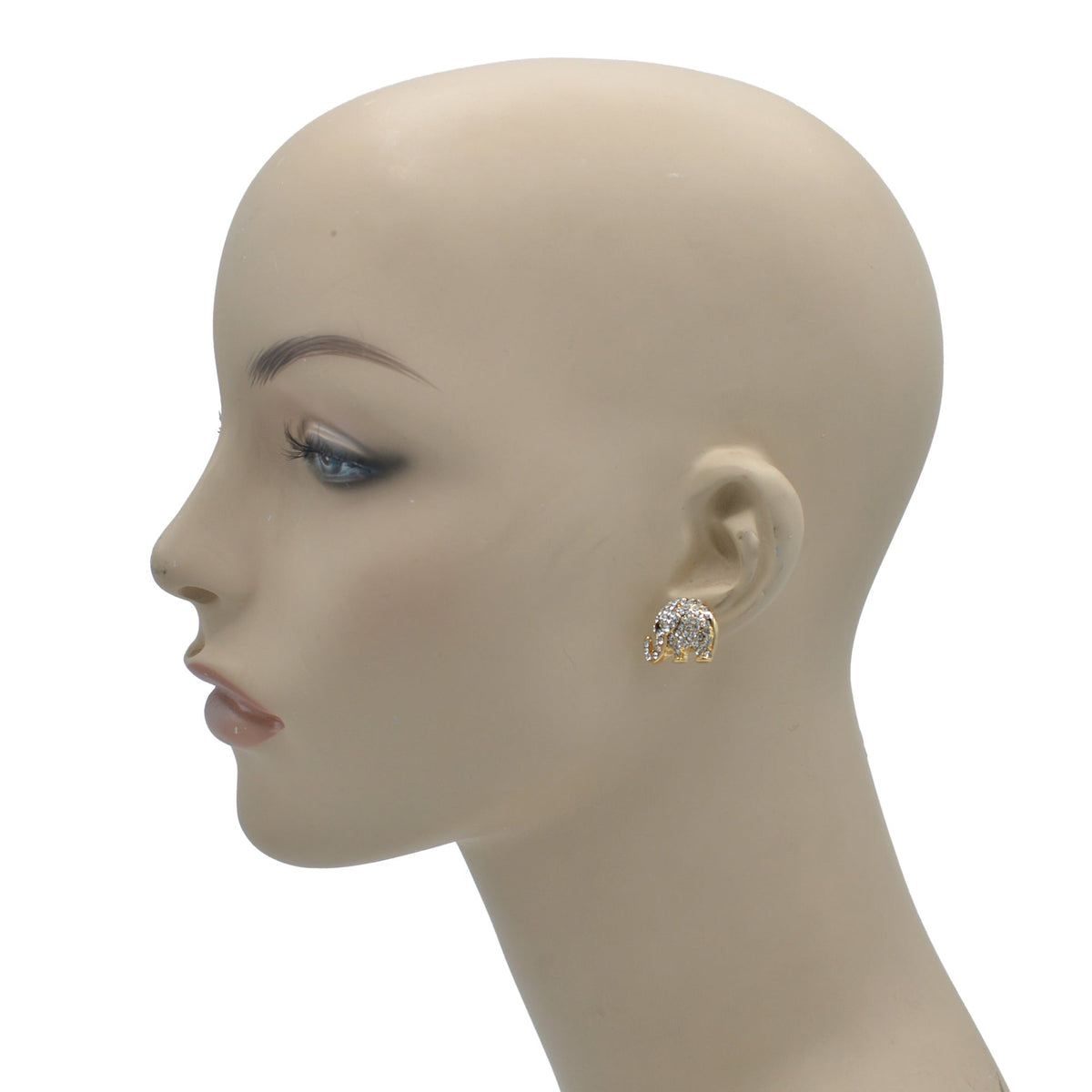 GOLD CRYSTAL ELEPHANT STUD EARRING # HNE90682GDCR(OH18)