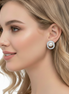 RHODIUM CRYSTAL AND CREAM PEARL OVAL STUD EARRINGS # HNE90683RD(OD8)