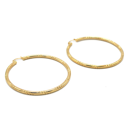 GOLD BIG CIRCLE HOOP EARRING # HNE90685GD(OH17)