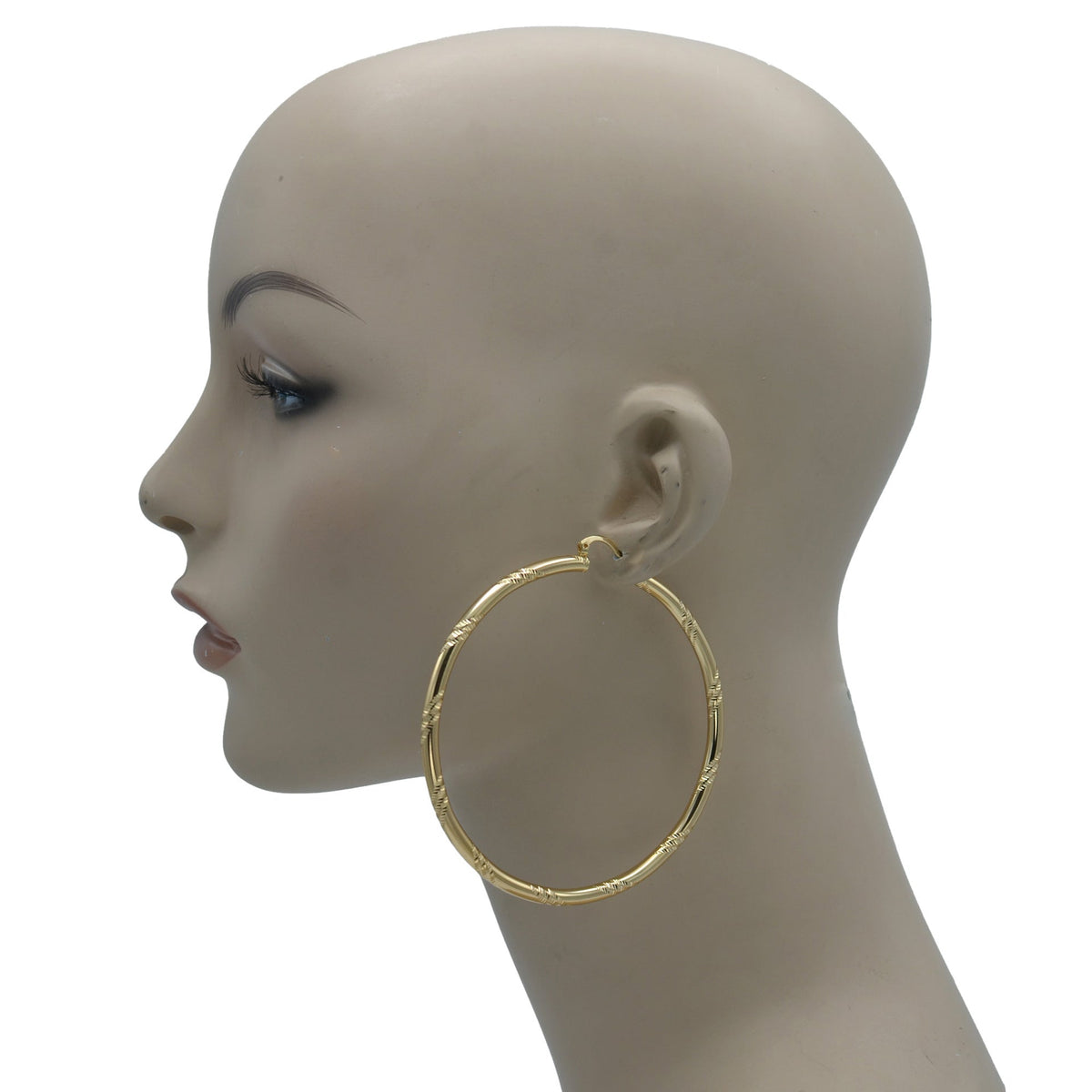 GOLD BIG CIRCLE HOOP EARRING # HNE90685GD(OH18)
