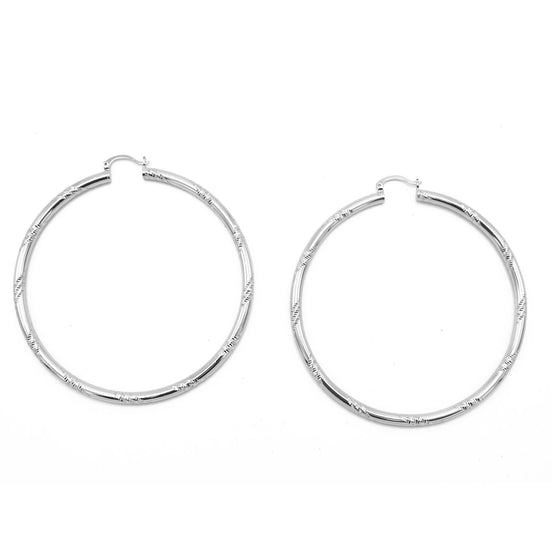 RHODIUM BIG CIRCLE HOOP EARRINGS # HNE90685RD(OH17)