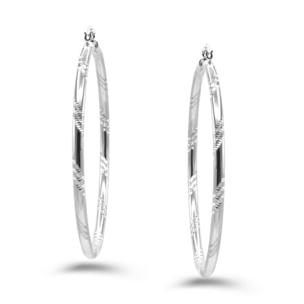 RHODIUM BIG CIRCLE HOOP EARRINGS # HNE90685RD(OH17)