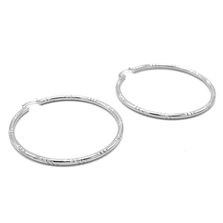 RHODIUM BIG CIRCLE HOOP EARRINGS # HNE90685RD(OH17)